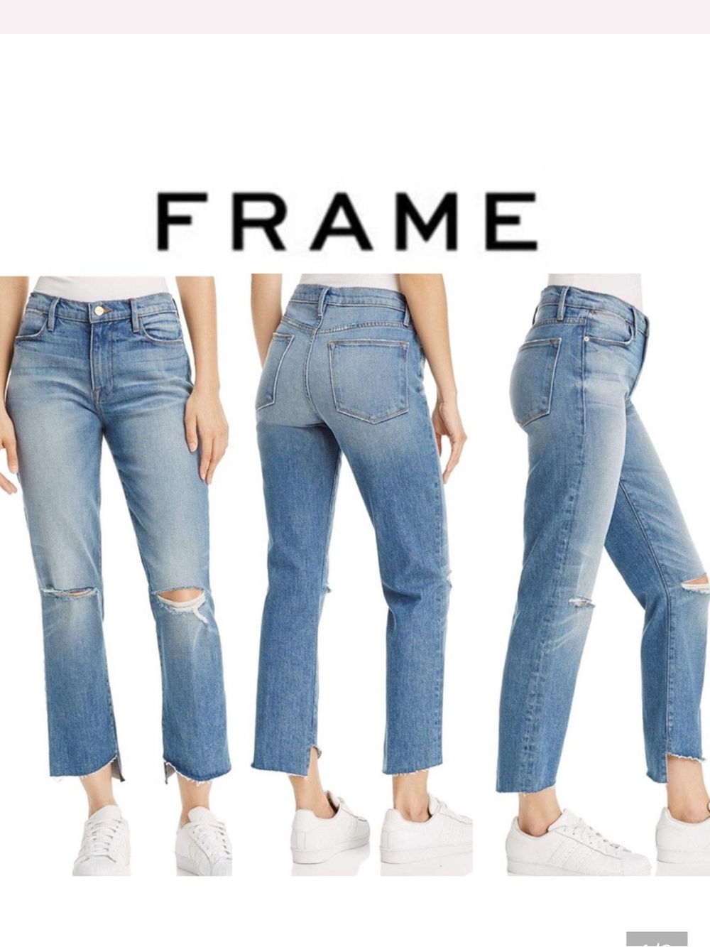 FRAME Le High Straight Leg Released Hem Crop Jeans